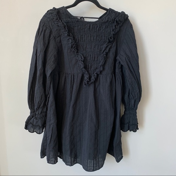 Urban Outfitters Black Boho Style Peasant Top - M - Picture 1 of 7
